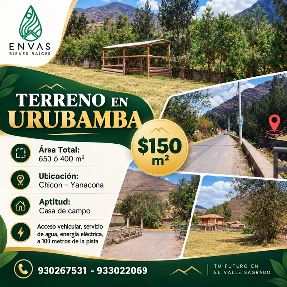 Vista de Terreno en Chicon · Urubamba